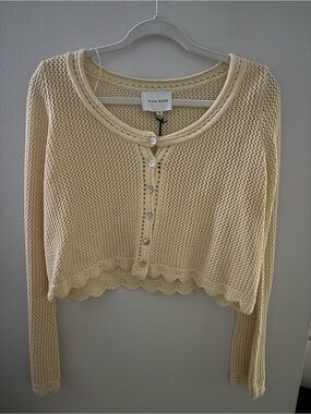 Butter yellow  Knitted Button Cardigan